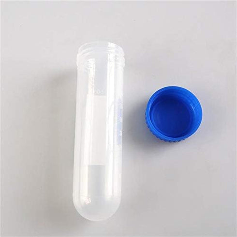 Hilitand 45ml Test Tubes, Transparent Plastic Sample Bottles with Lids for Portable Travel Needle Storage