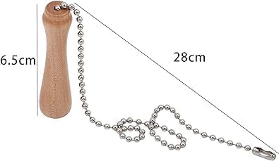 BWESOO 12 Inch Beaded Pull Chain Extension with Connector Wooden Pillars Walnut Pendant Antique Brass Pull Chain