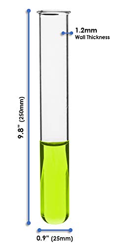 EISCO 24PK Test Tubes, 85ml - Borosilicate Glass, 1.2mm Thick Walls, 9.8" Tall, 1" Diameter