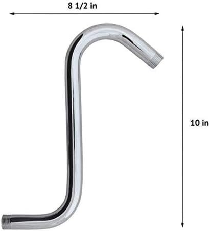 ZM 10-Inch "S" Shaped Shower Arm for Shower Head Extension with Flange