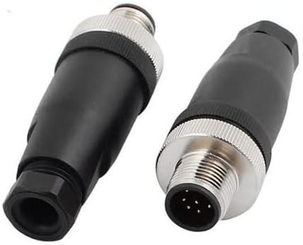 2 Pcs Field Wireable Connector M12 8 Pin Male Assembly Cable Plug, 180° Straight Male Type Plug