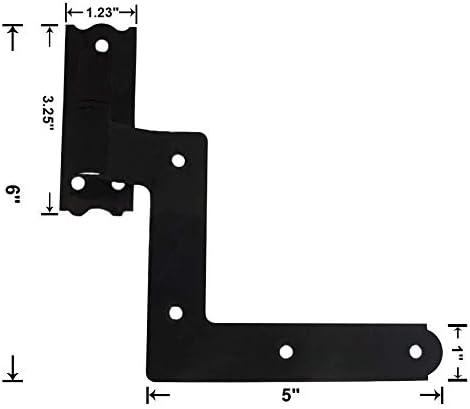 1-1/16", 4 Pack (2 QCAA Steel Blind Shutter Hinge for Wood Frame & Brick, Power Coated Black, Pair), Made in Taiwan