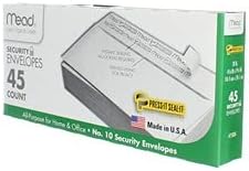Mead Press-it Seal-it No.10 Security Envelopes, 4.125 x 9.5-Inches, White, 45 Count, Pack of 2 (90 Count Total)