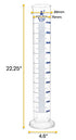 EISCO Graduated Cylinder, 2000ml, Class A Tolerance ±10.0ml, Round Base, Blue Graduations, Borosilicate Glass