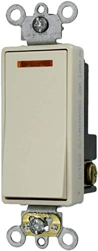 Leviton 5631-2T 20-Amp 120-Volt Decora Plus Rocker Lighted Handle, Illuminated OFF Single-Pole AC Quiet Switch, Light Almond, Image by Leviton
