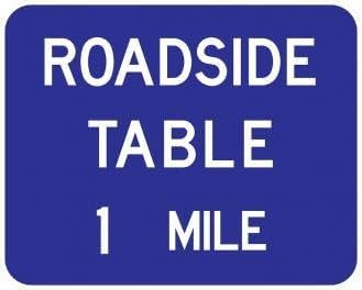 Roadside Table With Distance Guide Metal Tin Sign - 8x12 Inch -