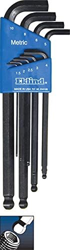 Eklind Tool Stubby-Ball-Hex-L Key Allen Wrench Set, 9pc Metric MM Sizes 1.5-10