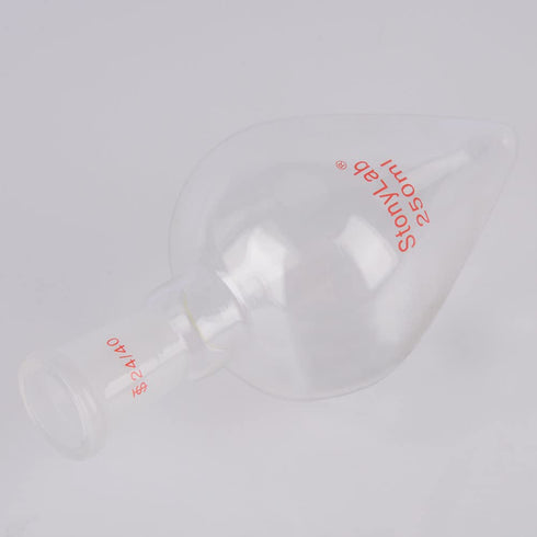Stonylab Recovery Flask, Heavy Wall Single Neck Borosilicate Glass Rotary Evaporator Flask, 250 ml Pear-Shaped