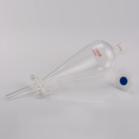 StonyLab Borosilicate Glass 500 ml Heavy Wall Conical Separatory Funnel with 24/29 Joints and PTFE Stopcock