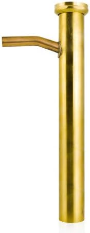 1-1/2 Inch x 12 Inch, 22Ga Flanged Dishwasher Tailpiece with 1/2 Inch Copper Branch Outlet, Rough Brass