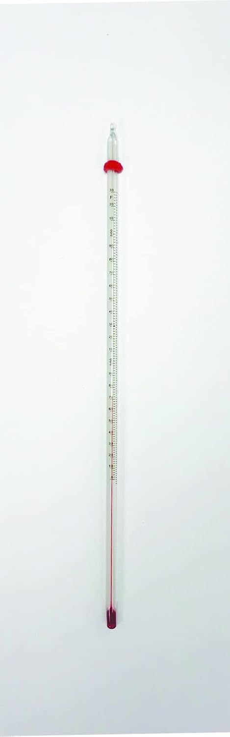 United Scientific Supplies THTCF1, Red Spirit-Filled Thermometer, 12" Length, Total Immersion, Dual Scale, -20 to 110°C Temperature Range