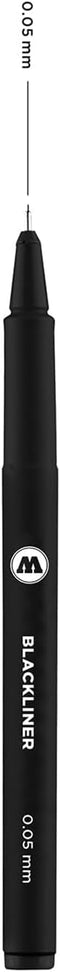 MOLOTOW Blackliner Pen, .05mm Tip, Black Permanent Ink, 1 Each