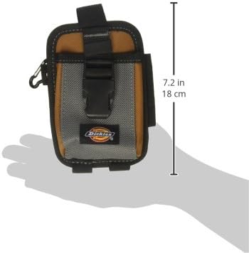 Dickies 2-Compartment Large Phone Pouch - Universal-fit Steel Clip for Tool Belt, Security Strap Over Phone