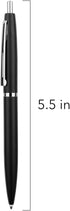Unibene 6 Pack Black & Silver Click Ballpoint Pens - 1.0mm Medium Point Black Ink with 6 Stainless Steel Refills