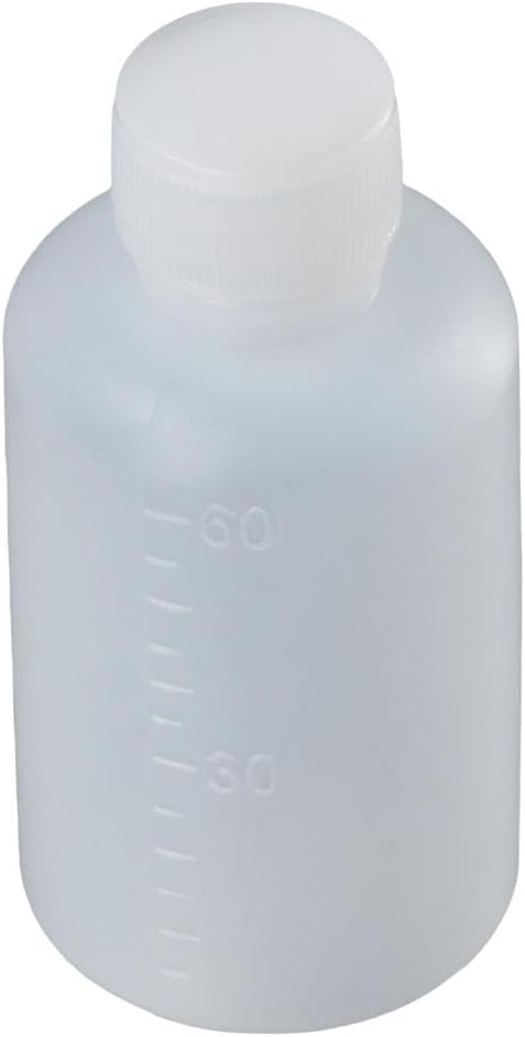 FEIYING 50pcs 60ml 2OZ Plastic Travel Empty Small Mouth Graduated Lab Chemical Container Reagent Bottle, Sample Bottles Sealing Bottles Liquid Medicine Bottles with Caps by FEIYING