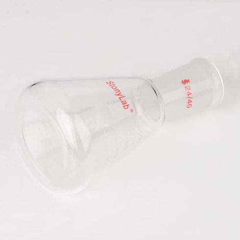 StonyLab 24/40 Borosilicate Glass Erlenmeyer Flask, Heavy Wall Flask with 100ml Capacity