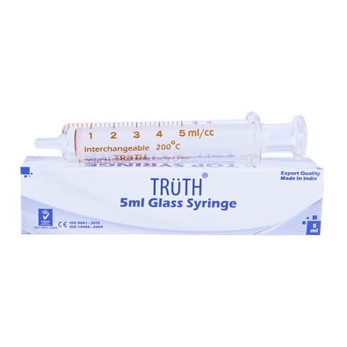 Truth Laboratory Glass Syringe, 5ml Glass Tip (01-08-01-05)