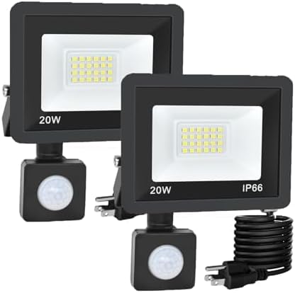 Motion Sensor Flood Light Outdoor, Plug in Motion Sensor Light with 4.9ft