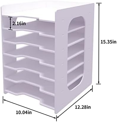 Natwind 7 Tiers Paper Organizer for Desk - White File Holder, Mail Letter Tray & Document Storage Rack for Home Office