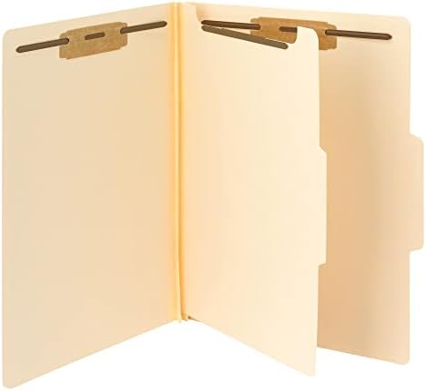 Smead Heavy-Duty Fastener File Folder with Divider, Manila, 2 Fasteners, 2" Expansion, Letter Size, 10 per Box