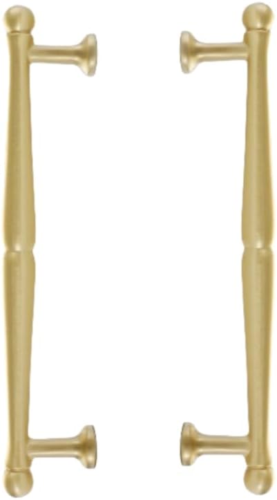 SANCHAKOU Cabinet Door Knobs 2 Pack Chinese Brass Two Hole Bedside Cabinet Shoe