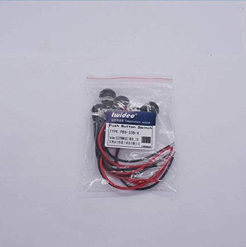 Twidec 6Pcs Momentary Push Button Switch - 12mm On Off Mini Round Waterproof Black with Pre-soldered Wires
