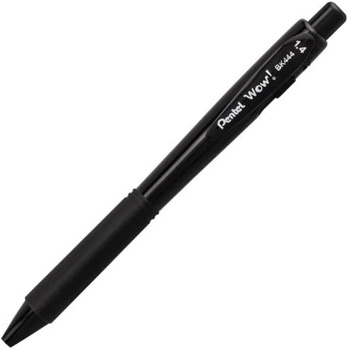 Pentel Wow! 12 Pack Retractable Super Smooth Ballpoint Pen, 1.4mm Bold Line, Triangular Barrel, Black Ink