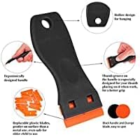 Plastic Razor Blade Scraper, Scraper Tool with 20 PCS Plastic Razor Blades for Removing Labels Adhesive Decals Sticker from Windows Glass (Black) by DEKEones