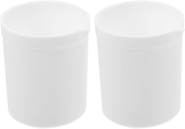 Baluue 2pcs 100ml PTFE Teflon Lab Beaker, White Polypropylene Measuring Cup for Science Experiment, School Supplies