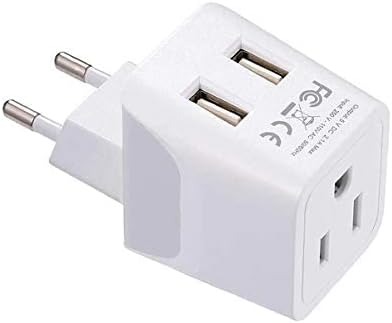 Ceptics Switzerland Travel Plug Set with 2 USB + USA Socket Input, Type J and Type C, Ultra Compact for Cell Phones,