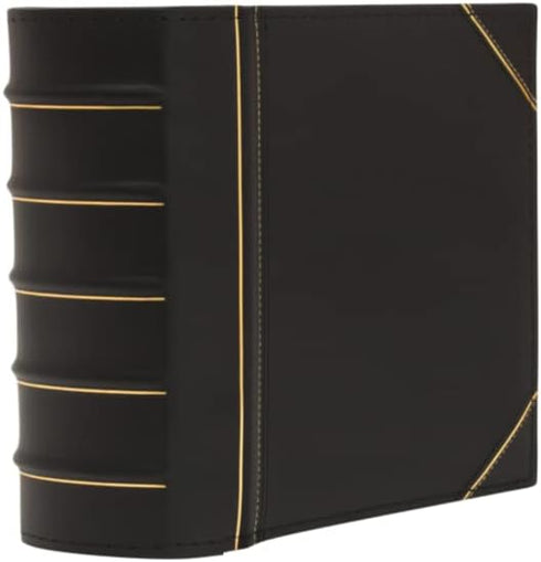 Executive Binder, Heavy Duty 3" Inch, English Leather, Hand Stitching, Ribbed Spine, Black and Gold