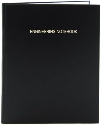 BookFactory Engineering Notebook/Graph Paper Notebook - Quadrille 4 X 4 Quad Ruled, 168 Pages, 8" x 10", Black, Section