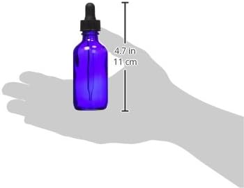 GreenHealth 2oz Cobalt Blue Glass Dropper Bottles, Pack of 2, Refillable, UV Protection