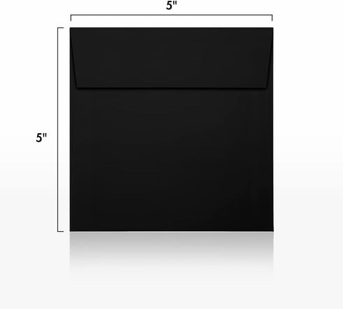 LUXPaper Square Invitation Envelopes, Peel & Press, 5" x 5", Black Linen, 80lb Text, 50 Qty