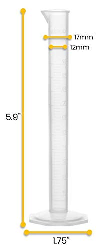 EISCO Graduated Cylinder, 10mL - Class B Tolerance, Octagonal Base, Polypropylene Plastic, Autoclavable