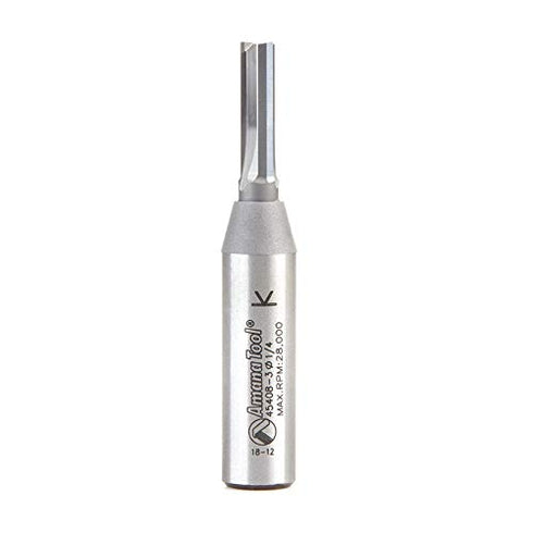 Amana Tool 45408-3 CNC Nesting Router Bit, 3 Flute Solid Carbide, 1/4 D x 3/4 CH x 1/2 SHK x 3 Inch Long, High