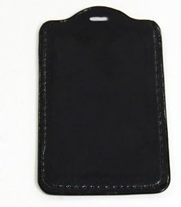 Black Faux Leather Business ID Badge Card Holder, 10 Pcs, Vertical Top Loading