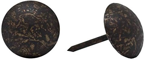 Premium Upholstery Tacks, Decorative Trim for Furniture, 7/16-inch Diameter (200, Dark Antique Brass)