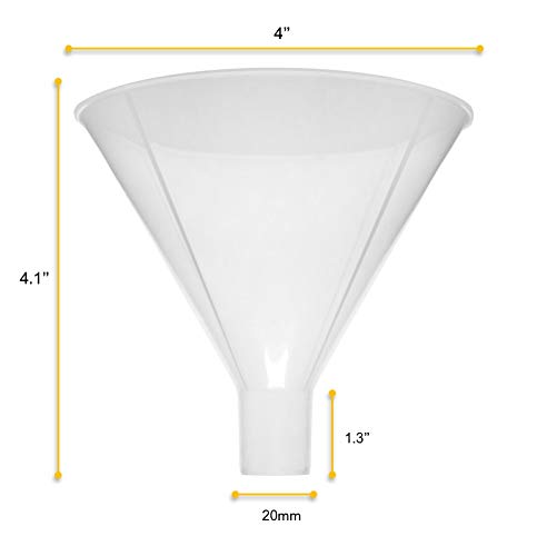 EISCO Powder Funnel, 4" Polypropylene Plastic, Resistant to Acids & Alkalis for Laboratory or Home Use