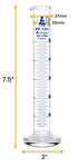 EISCO Graduated Cylinder, 50ml - Class A Tolerance ±0.50ml, Round Base, Blue Graduations, Borosilicate Glass