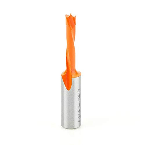 Amana Tool Carbide Tipped Brad Pt. Boring Bit, L/H 5mm Dia x 57mm Long x 10mm Sh, 305005