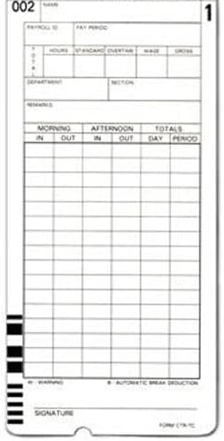 COMPUMATIC 200 Compatible CTR-TC Time Cards for Icon CT-900 Calculating Time Recorder
