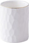 Ceramic Round Irregular Pen Holder for Desk, Cute White Makeup Brush Organizer
