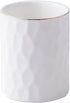 Ceramic Round Irregular Pen Holder for Desk, Cute White Makeup Brush Organizer