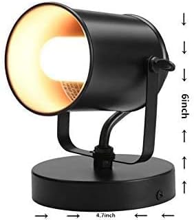 NOTOC Industrial Adjustable Retro Black, Plug-in Wall lamp, Rocker Wall Sconces with on/Off Switch for Bedroom Living