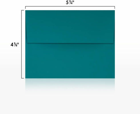 LUXPaper A2 Invitation Envelopes, Peel & Press, 4 3/8" x 5 3/4", Teal, 80lb Text, 50 Qty
