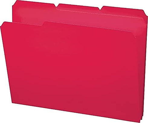 Smead Poly File Folder - 1/3-Cut Tab, Letter Size, Red - 24 per Box