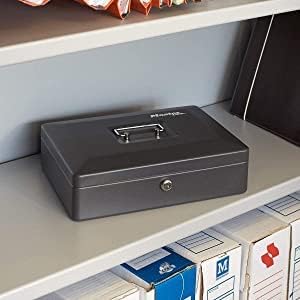 SentrySafe Black Money Saving Box with Cash Tray, Key Lock, Portable Safe, 0.21 Cubic Feet