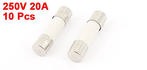 uxcell 10 Pcs 250V 20A Fast Acting Ceramic Fuses Tubes, 5mm x 20mm (Pack of 10)