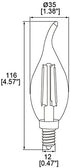 HERO-LED CA10-DSGT-2W-WW22 Dimmable CA10 E12 2W Bulb, 25W 2200K 4-Pack Gold Tint Candelabra Style LED Filament